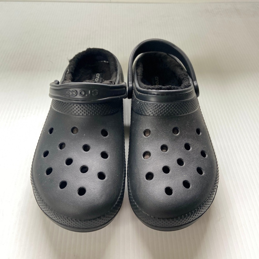 Crocs Classic Black Faux Fur Lined Clogs 203591 Mens 12 - Picture 3 of 10
